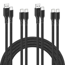 Paquete de 4 cables de carga trenzados de 60 W y 3.1 pies (paquete de 2 USB a USB C y 2 unidades USB C a USB C) tipo C de 60 W cable de carga rápida p