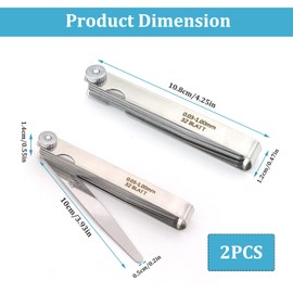 2PCS Youzzei 32 Blades Feeler Gauge, 0.03-1mm(0.0012-0.039 Inch) Dual Markered Feeler Gauge Imperial and Metric, Stainless Steel Feeler Gauges Metric for Guitar, Spark Plug, Piston Measure