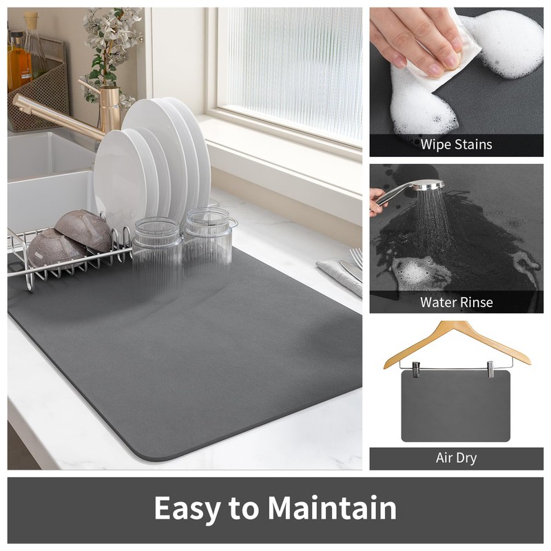AMOAMI-Coffee Mat Hide Stain Rubber Backed Absorbent Dish Drying Mat