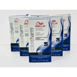 WELLA COLOR CHARM PERMANENT DYE LIQUID 7CG MEDIUM PLATINUM GOLD BLONDE PACK OF 6
