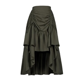 Qosivfey - Vestido largo para mujer, estilo gótico, steampunk, estilo victoriano, renacentista, falda alta y baja, 2022017gn, Small