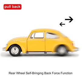 imtfzct 1/36 Volkswagen Beetle 1967 Model Car, Light Metal Children's Toy Car, Model Car with Pull Back Function, Collectible Toy Car, Gift for Children (Yellow)