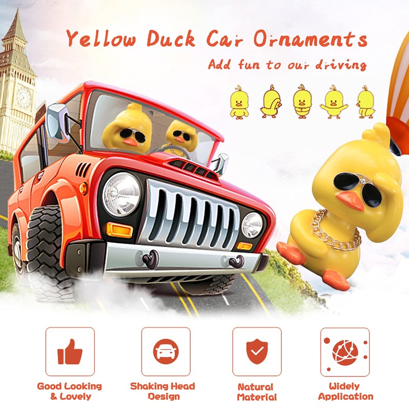 wonuu Cute Yellow Duck Car Ornaments Cool Duck Car Dashboard