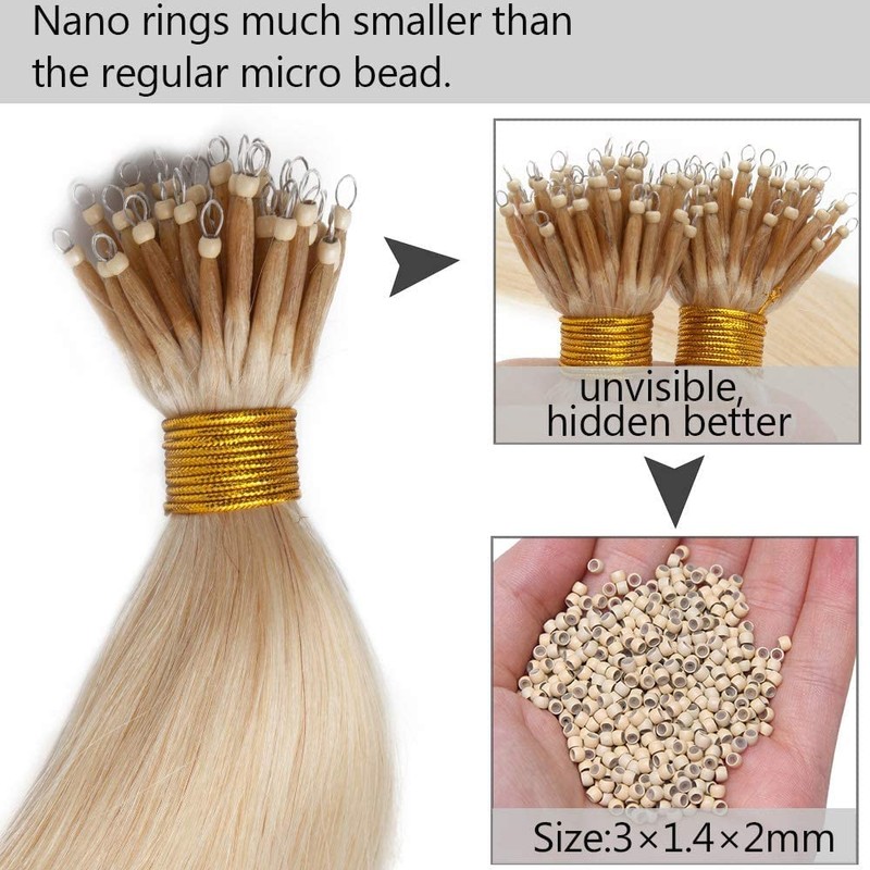 18 inch SEGO Nano Ring Beads Hair Extensions Real Human