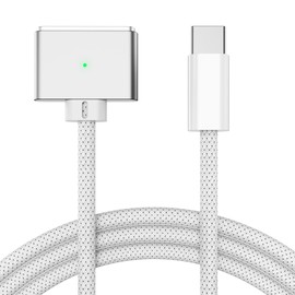 Tciogrxp 140W USB-C to Magnetic 3 Fast Charging Cable (2 m/6.6 ft) Safe Charging Cable for 14” 16” MacBook Pro 2021 M1 Pro & Max, MacBook Air 2022 M2, MacBook Pro 2023 M2 Pro & Max White