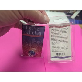 THE CROSS & THE FLAG Poem Wallet Prayer Card & FLAG & CROSS Lapel Pin - NEW