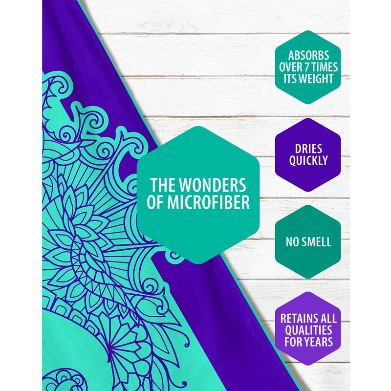 VENTURE 4TH Microfiber Beach Towel: Quick-Dry, Compact, Sand-Free, Absorbent, Sandproof