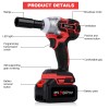 BRPOM 21V Cordless Electric Impact Wrench Gun 1/2'' with 2x