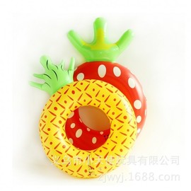 Kids' Thick Handled Inflatable Swim Ring - Pineapple & Strawberry Shaped (LF1695) Free Size/Free Size Free Size Ribbon Ring 60cm 10ea