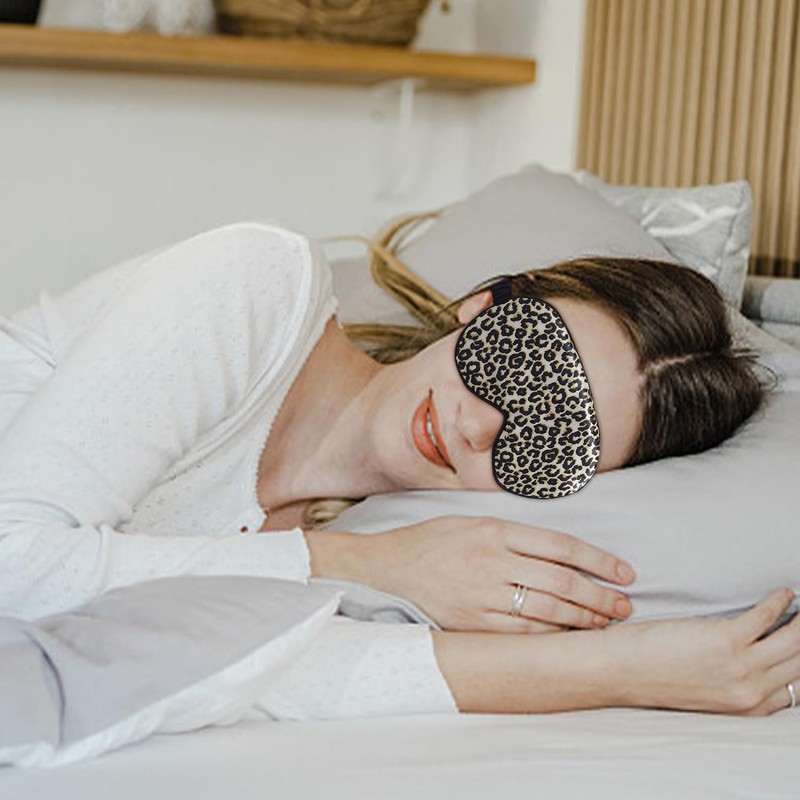 2 Pieces Leopard Print Eye Mask, Sleeping Aid, Satin Shading