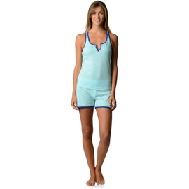Casual Nights - Conjunto de playera sin mangas y pantalones cortos de pijama para mujer, Turquoise, M
