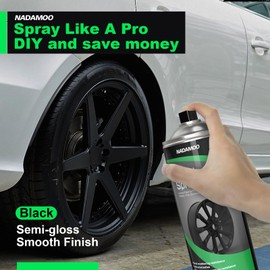 NADAMOO Aluminum Wheel Spray Paint, Car Rim Aerosol Paint for Recolor and Protection of Metal Surface, Semi-gloss Black, 1 Can, 13 Oz
