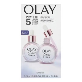 Pack 2 Olay Super Serum Luxury 5 Beneficios 30ml  5-in-1 Anti-Aging Serum, DayNight, 30ml Each                                                        