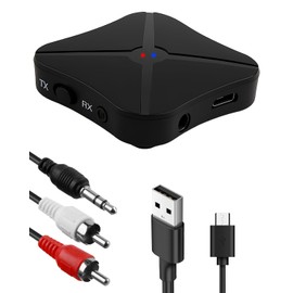 Bluetooth 5.0 Audio Transmitter and Receiver, 2 in 1 Wireless Bluetooth Audio Adapter Compatible with PC, TV, Headphones, Soundbar, Car TV, MP3, Home Stereo System, Speakers Headphones Audio Devices