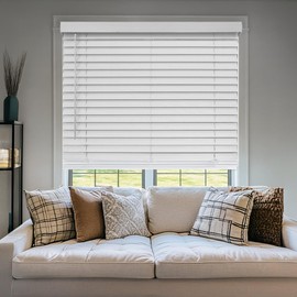 CHICOLOGY Faux Wood Blinds , Window Blinds , Wood Blinds , Window Shades , Window Treatments , Blinds & Shades , Window Shades For Home , Wooden Blinds , Basic White , 22"W X 48"H