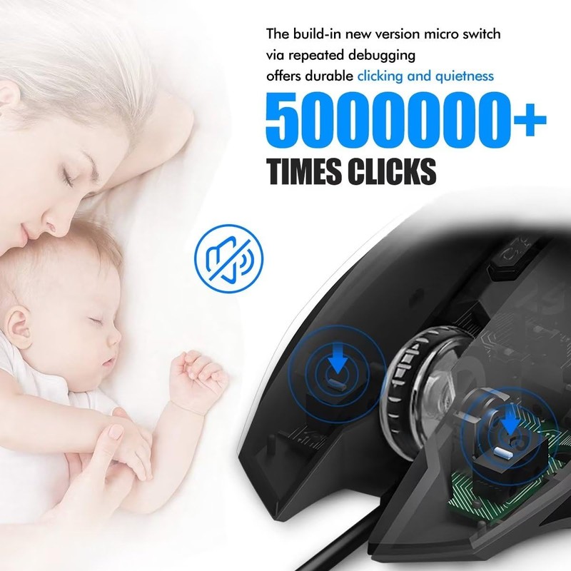 VGUARD Gaming Mouse, Comfortable Wired USB Optical RGB Ergonomic Mice