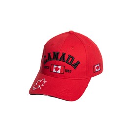 Canada Since 1867 Baseball Hat - Canadian Patriotic Cotton Cap for Men & Women (Red)