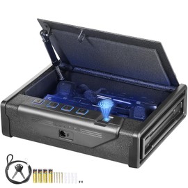 VEVOR Gun Safe for Pistols, Biometric Gun Safe with Three Quick Access Ways of Fingerprints, Passwords and Keys, Handgun Safe for 1 Pistol for Home, Bedside, Nightstand, Wall