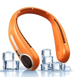 Kinhowly Portable Neck Fan with LED Display, 360° Cooling Fan, Personal Quiet Bladeless Fan, Hands Free Wearable Fan, 6000mAh Rechargeable Battery,4-Speeds,Birthday Gifts for Women Men (Orange)