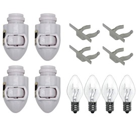Plug in Night Light Module Includes 4 Bulbs and 4 Metal Clips, Great for Making Your Own Decorative Night Lights, Pack of 4 (White)