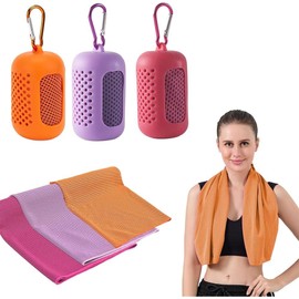 3 Toallas de Enfriamiento para Deportes, Microfibra Absorbente de Secado Rápido con Bolsa de Silicona, Toalla Fría Reutilizable para Gym, Yoga, Running, Senderismo, Viajes (3 Colores)