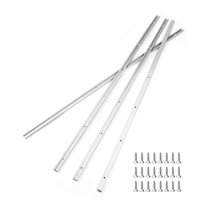 QWORK Aluminum T Track, 4 Pack 36 Inch Universal Double