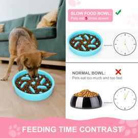 Anipaw Slow Feeder Dog Bowls 3 in 1 Stainless Steel Dog Food and Water Bowls with Non-Spill Non-Skid Silicone Mat to Slow Down Eating for Large Medium Small Breed Size Dogs and Cats