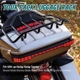 MoKitDora Tour Pack Luggage Rack Trunk Top Rack Compatible with Harley 1984-up Touring CVO Street Electra Road Glide King Ultra Limited, Black
