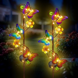 NAN ZAI NAN FANG Butterfly Solar Stake Lights, Waterproof, for Outdoor Decor, Garden,Lawn,Patio or Courtyard, 2 Pack