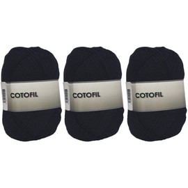 Cotton Yarn Cotofil 100% Cotton, Perfect for DIY and Hand Knitting Yarns (Black Colour, 100g, Aprox.220 m, Pack of 3)