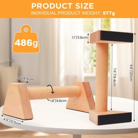 Wooden Push-Up Handles, Pack of 2, 25 cm, Joint-friendly Parallettes, Ergonomic, Non-Slip Handstand Handles, Sustainable, Calisthenics Equipment for Indoor, Outdoor, Ideal for Handstand Pushups