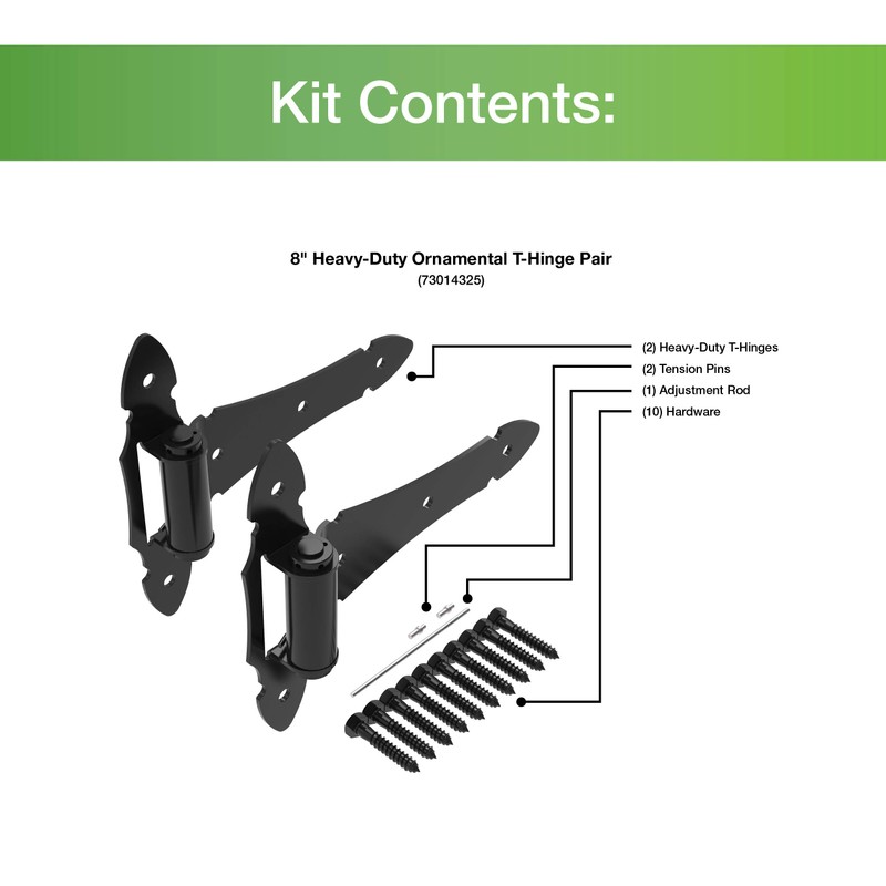 Barrette Outdoor Living 73014325 Heavy-Duty 8" Ornamental T-Hinge, Black