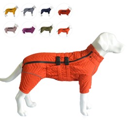 Warm Dog Coat Double Layers Dog Vest, 4 Legs Covered Windproof Waterproof Reflective Warm Dog Vest Outdoor Skating Dog Costume for Small Medium Large Dogs Orange M