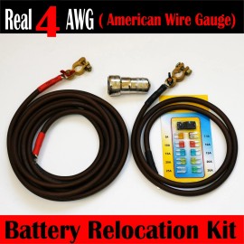 PAKA TOOLS Battery Relocation Kit, Real # 4 AWG Cable, Top Post 16 FT RED/ 4 FT BLACK