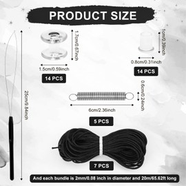 RV Pleated Shade Repair Kit Includes 7 Cords 20m, 14 Plugs, 14 Reel Tensioners, 5 Springs, 1 Threader, Camper Van Window Shade Blinds String Repair Kit for Travel Trailer Day and Night Pleated Shade