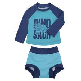 ALVABABY Long Sleeve Rashguards with Swim Diaper, Baby/Toddler Girls' Rash Guard Sets,Girl Swimsuit UPF 50+ Sun Protection Two Piece Bathing Suit ST-S06-12-18M