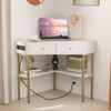 Giantex Corner Desk with Charging Station, 90 Degree Triangle Computer