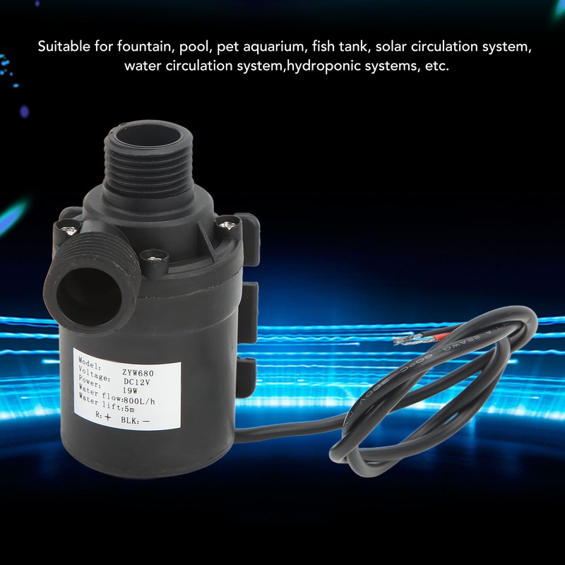 Brushless Water Pump DC12V 16.4ft Lift Height I68 Waterproof Low