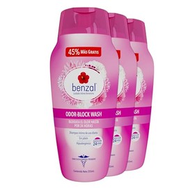 Benzal Jabon Intimo Femenino, Odor Block Wash, Protección 24h, 3 pack 355 ml cada