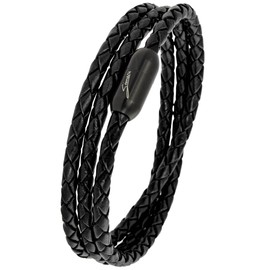Simaru Leather Bracelet Made in Germany, Braided Wrap Bracelet, Premium Leather from Catalonia with Magnetic Closure, Waterproof and Skin-friendly, 4 mm, Leather, 0