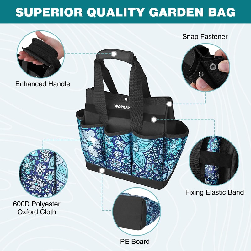 WORKPRO Garden Tool Bag, 9 Pockets Garden Tote Bag, Heavy