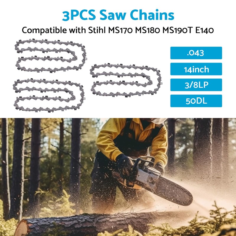ALL IN RED BOX 3PCS Chainsaw Chains 50DL 3/8 LP
