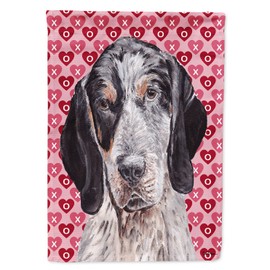 Caroline's Treasures SC9697CHF Blue Tick Coonhound Hearts and Love House Flag Large Porch Sleeve Pole Decorative Outside Yard Banner Artwork Wall Hanging, Polyester, House Size, Multicolor