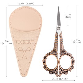 All Purpose Scissors with Sheath, Sewing Scissors Embroidery Scissors Sharp Cuticle Eyebrows Manicure Pedicure Beauty Grooming Scissors for Office, Home, School, Sewing Crafts (Copper)