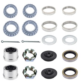 2 Sets 3500 lb Trailer Axle Bearing Kits, L68149 L44649 Boat Wheel Bearing Kit with 1.98'' Dust Caps, 171255TB/10-19 Grease Seals, Cotter Pins, Axle Nuts & Washers for 1-3/8'' to1-1/16'' #84 Spindle