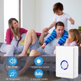 Greencycle Motion Sensor Door Chime for Business,Visitor Alert Chime,Plug in Doorbell Wireless,48 Ringtones, 5 Levels Volume,Easy Installation,1300ft Long Distance,97dB,for Home,Office,Hotel,1PK