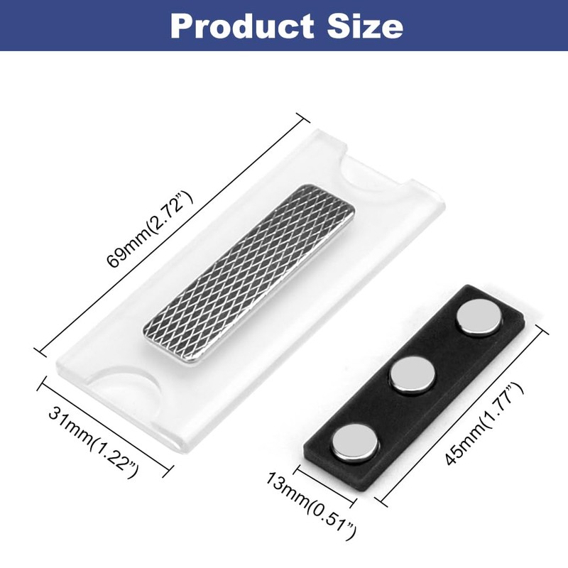 PERFETSELL Pack of 10 Name Badges Magnet Black