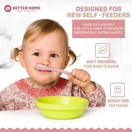 Best Soft Silicone Baby Spoons Dishwasher-Safe Silicone Bendable Baby Feeding Spoon Infant First Stage Silicone Training Spoon, Assorted Colors (Multicolored Matte) (Soft Colors)