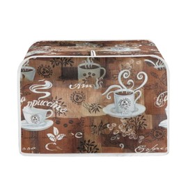 JEOCODY Toaster Cover Coffee Theme Print Toaster Bread Maker Cover 4 Slice Wide Slot Small Appliance Toaster Cover with Handle for Kitchen,Washable and Dust Protection