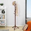 Tangkula Coat Rack Freestanding, Rubber Wood Coat Stand with 8
